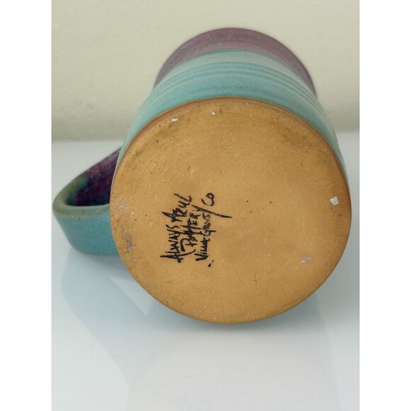 Art Pottery Mug Planter Vase Always Azul Villa Grove Purple Teal Tankard 6.5" - Picture 12 of 16